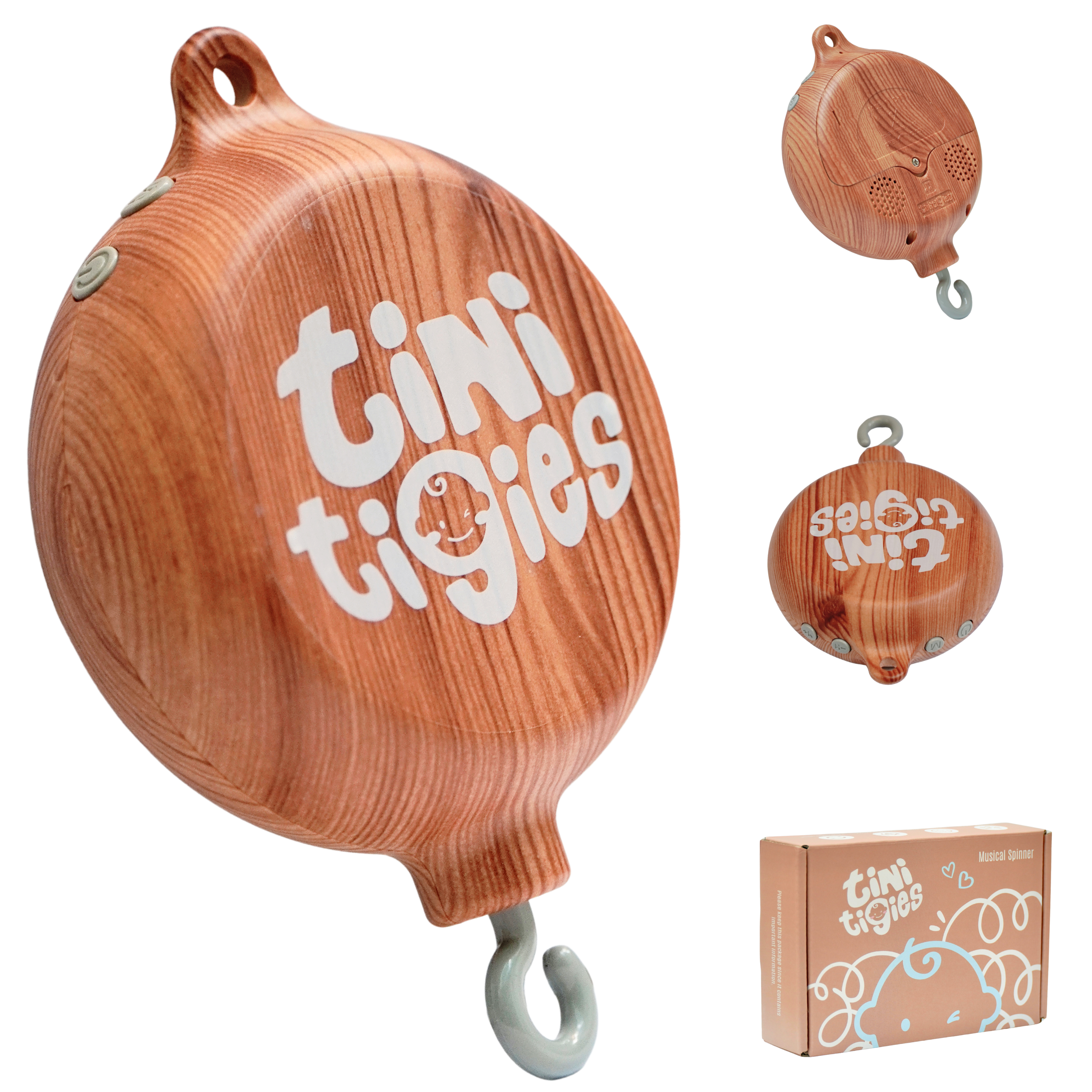 Tinitigies Wood Grain Crib Mobile Motor