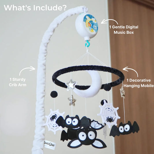 Montessori Halloween Bat Musical Baby Crib Mobile