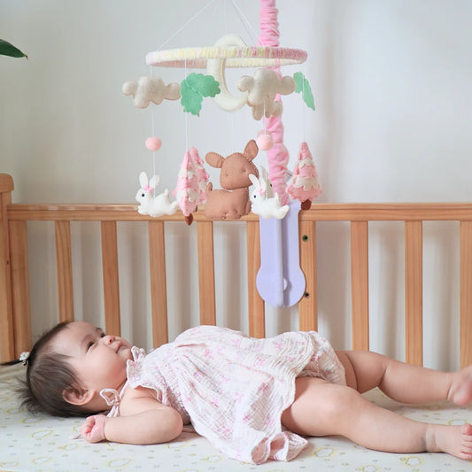 Pink Woodland Musical Baby Crib Mobile for Girls