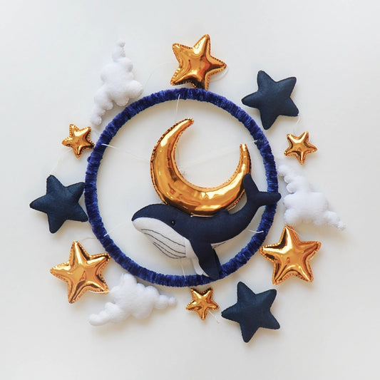 Whale & Moon Baby Mobile