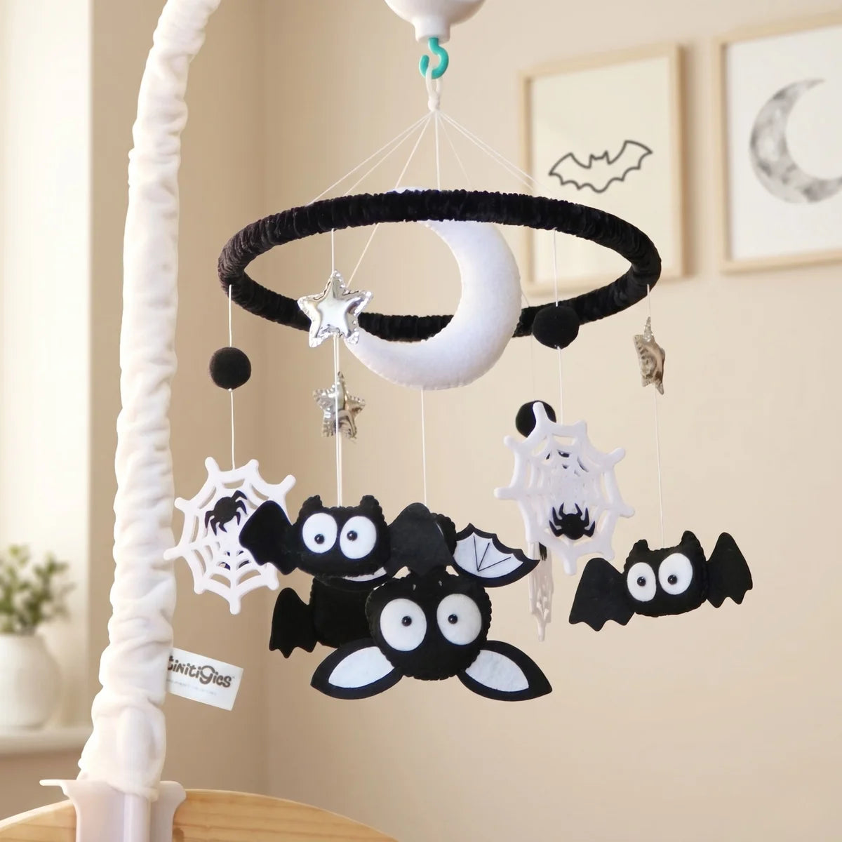 Montessori Halloween Bat Musical Baby Crib Mobile