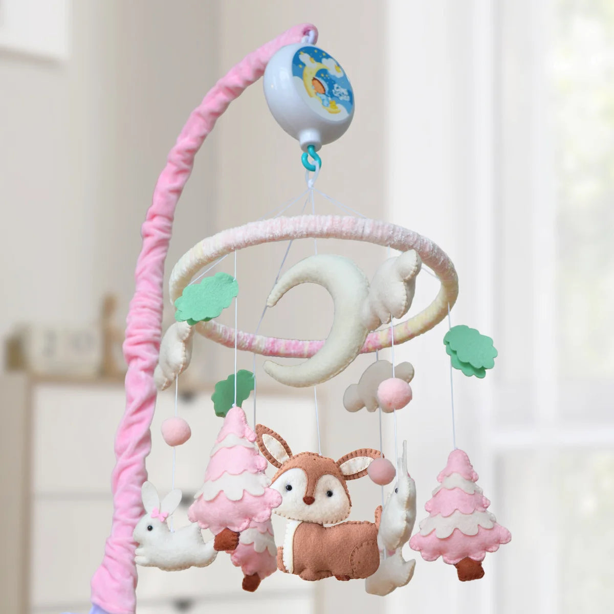 Pink Woodland Musical Baby Crib Mobile for Girls