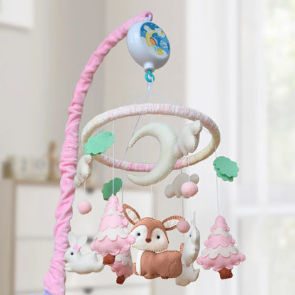 Pink Woodland Musical Baby Crib Mobile for Girls