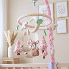 Pink Woodland Bunny & Deer Musical Baby Crib Mobile