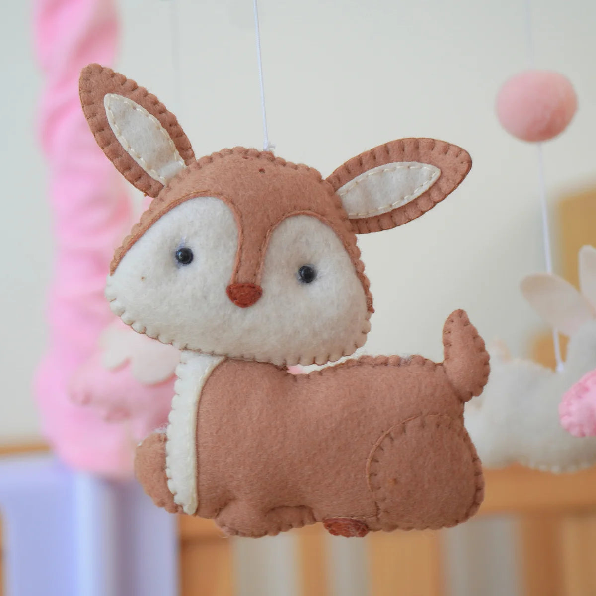Pink Woodland Musical Baby Crib Mobile for Girls