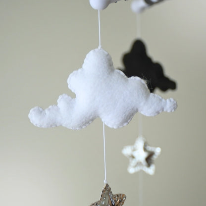 Tinitigies black and white star and moon baby mobile with soft felt clouds for crib