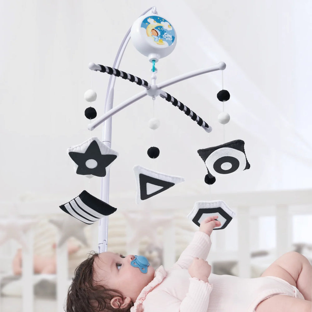 montessori black & white geometry musical baby crib mobile