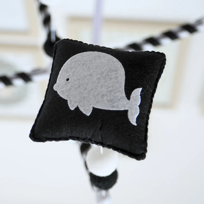 montessori high contrast black & white animal musical baby crib mobile