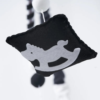 montessori high contrast black & white animal musical baby crib mobile