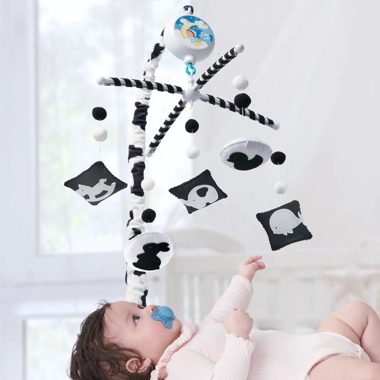 montessori high contrast black & white animal musical baby crib mobile