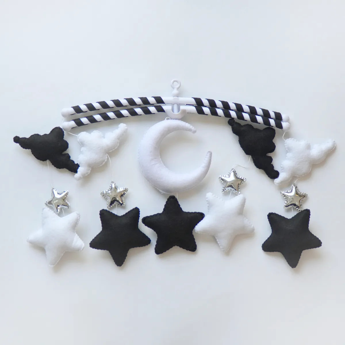 montessori high contrast black & white moon musical baby crib mobile