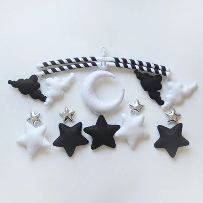 montessori high contrast black & white moon musical baby crib mobile