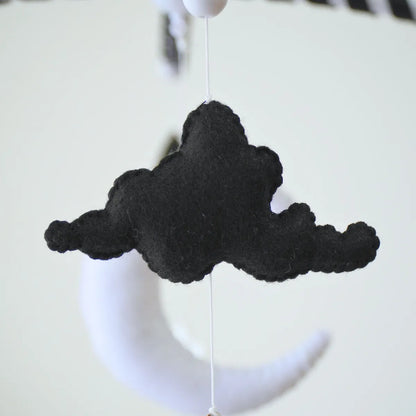 montessori high contrast black & white moon musical baby crib mobile