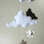 montessori high contrast black & white moon musical baby crib mobile