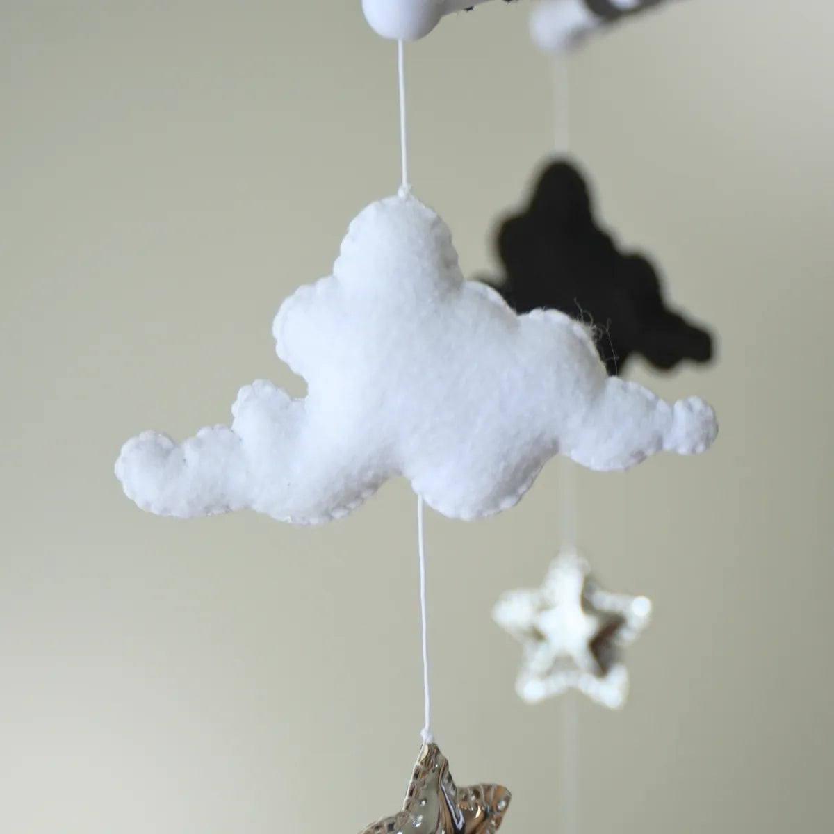 montessori high contrast black & white moon musical baby crib mobile