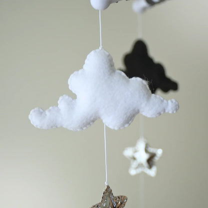 montessori high contrast black & white moon musical baby crib mobile