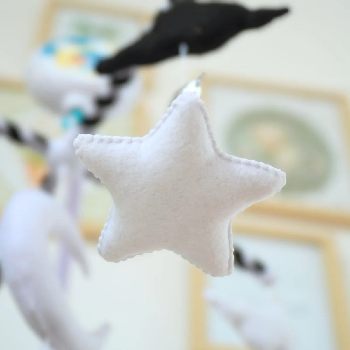montessori high contrast black & white moon musical baby crib mobile