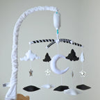 montessori high contrast black & white moon musical baby crib mobile