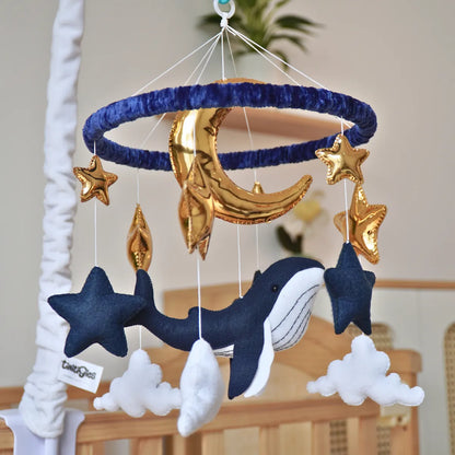 ocean whale moon musical baby crib mobile