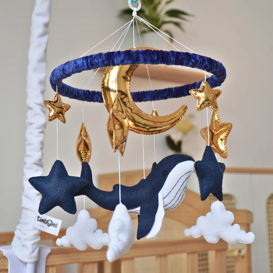 ocean whale moon musical baby crib mobile