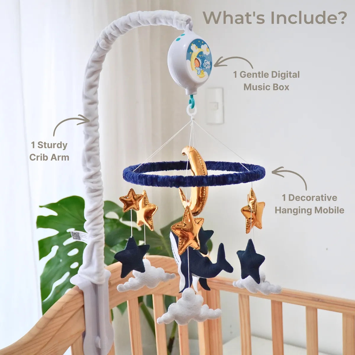 ocean whale moon musical baby crib mobile