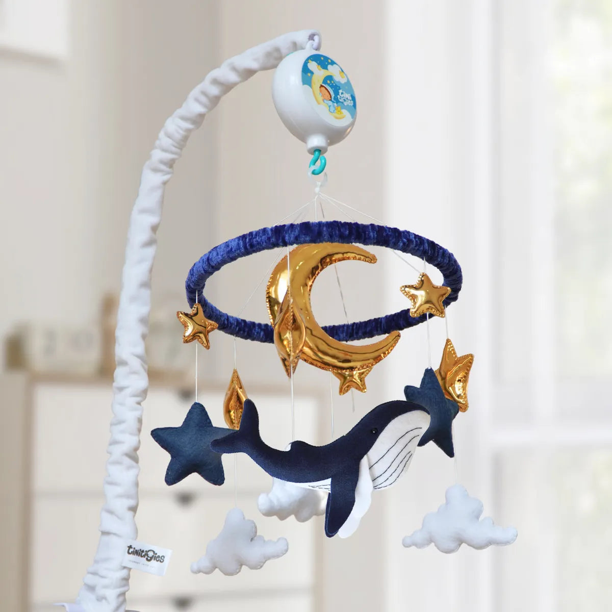 ocean whale moon musical baby crib mobile