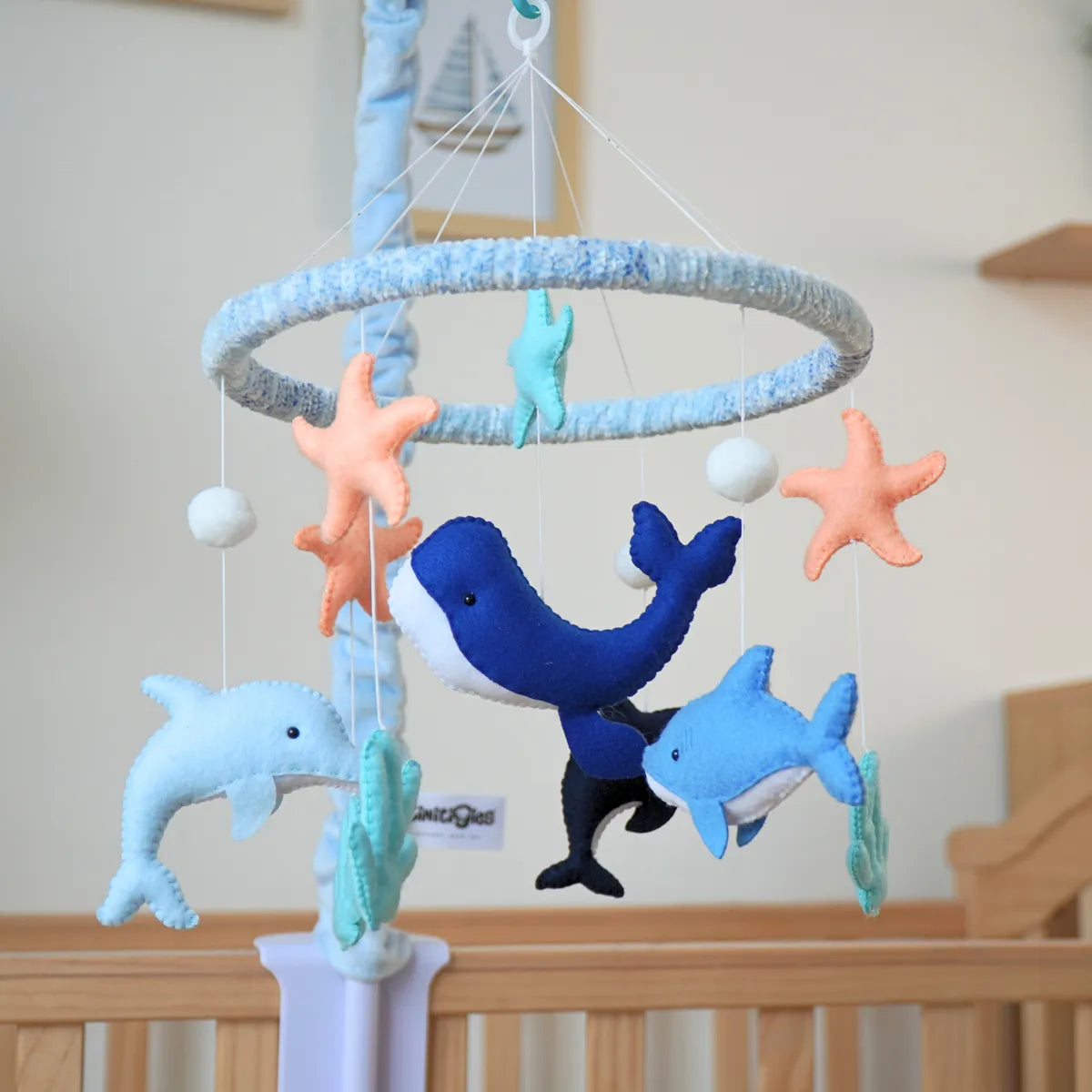 ocean creatures musical baby crib mobile