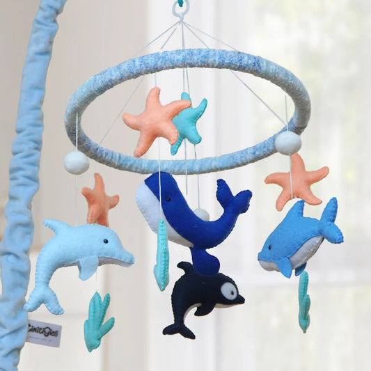 ocean creatures musical baby crib mobile