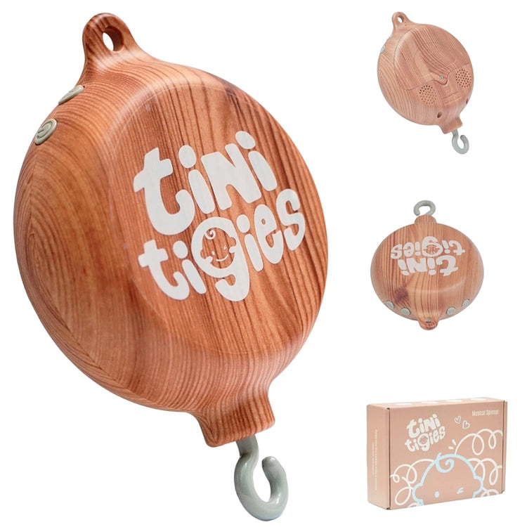 TINITIGIES Wood Grain Baby Mobile Music Box