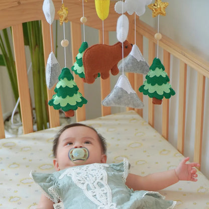 woodland bear musical baby crib mobile