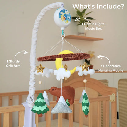 woodland bear musical baby crib mobile