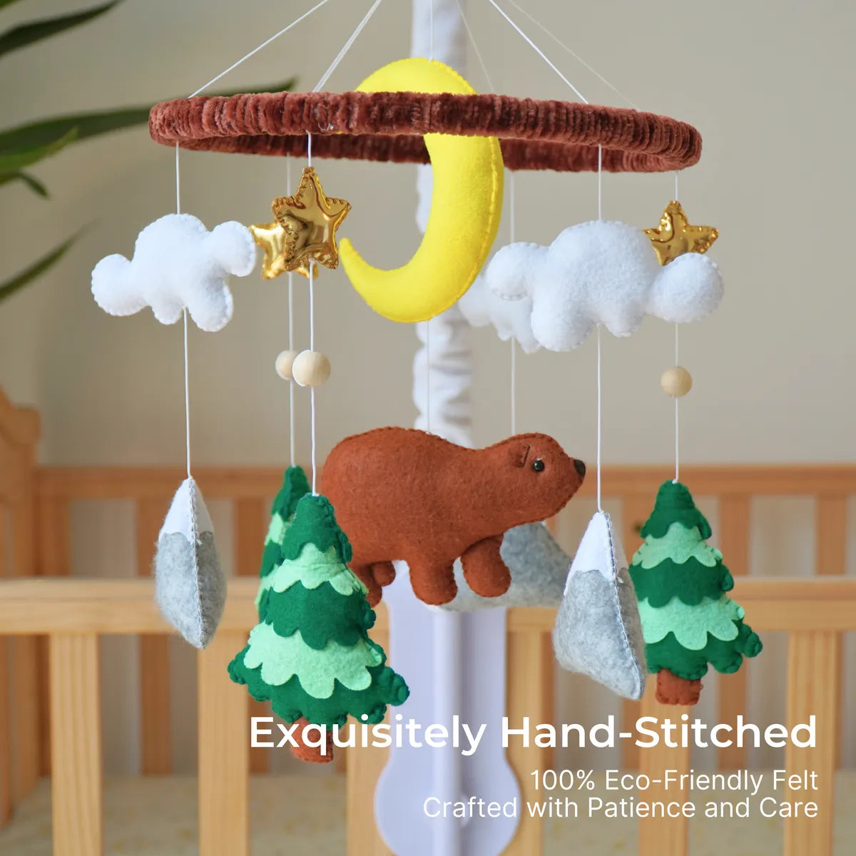 woodland bear musical baby crib mobile
