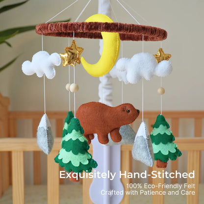 woodland bear musical baby crib mobile