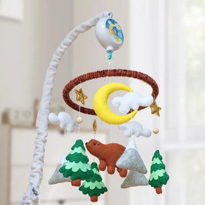 woodland bear musical baby crib mobile