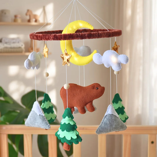 woodland bear musical baby crib mobile