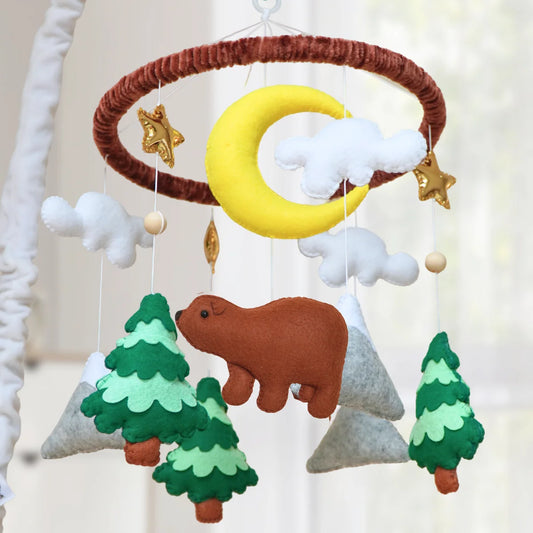 woodland bear musical baby crib mobile